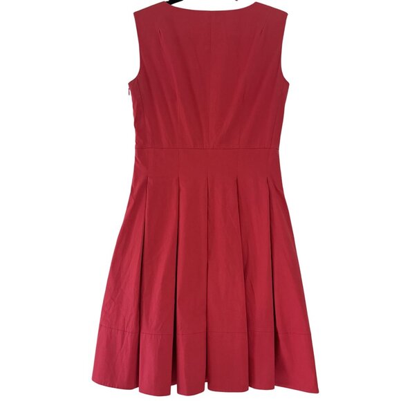 Jennifer Tattanelli Women's Red Pleated Zipper Sleeveless Knee Length Dress 40 - Picture 2 of 8